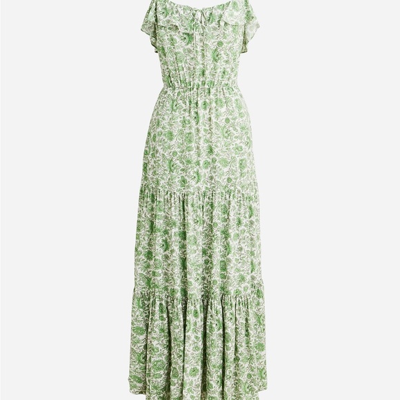 J. Crew Dresses & Skirts - J. Crew Tiered Green Floral Maxi Dress